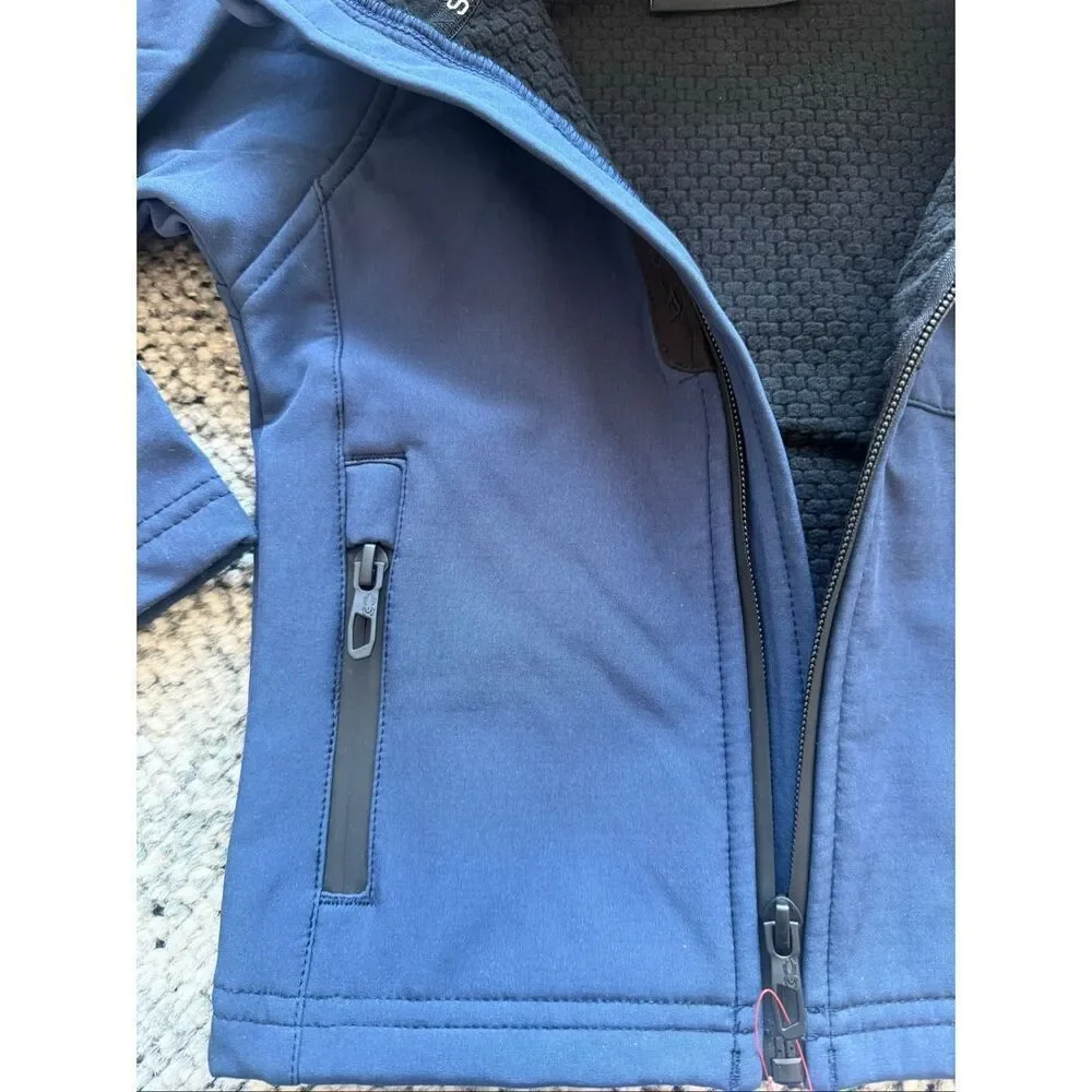 NWT Spyder 2T Toddler Soft Shell Navy Zipper Hooded Jacket
